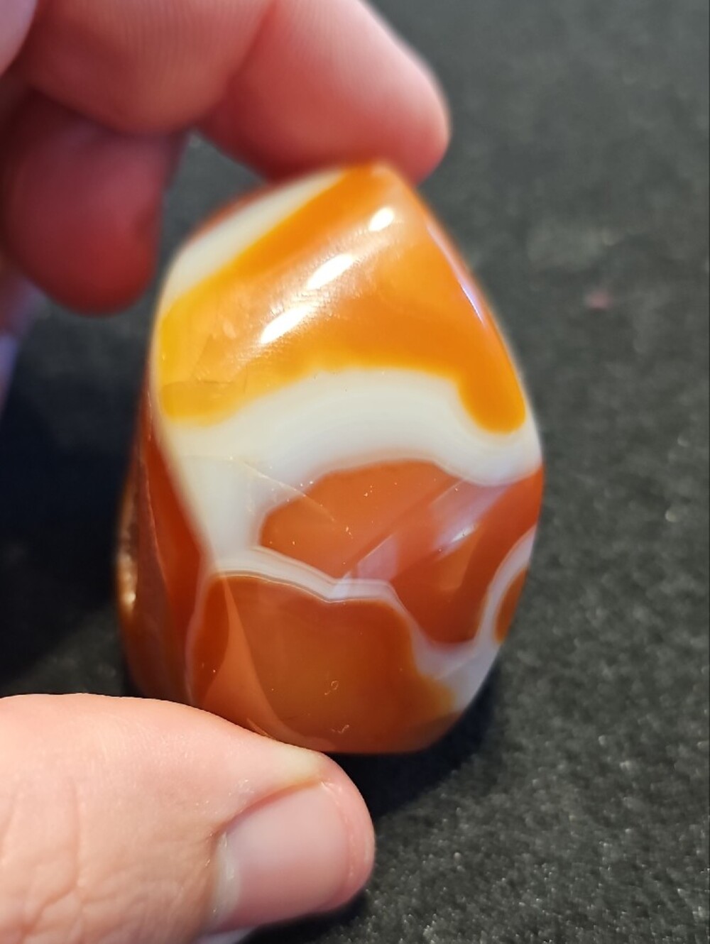 Polished Carnelian Agate Geode Specimen - Orange & White - Picture 2 of 10